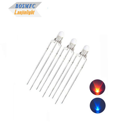 Bi color 3mm LED Red & blue  commom anode and commom cathode Through Hole LED Heat Dissipation