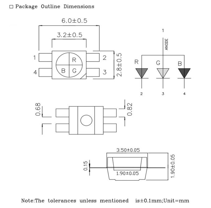 Practical 6028 RGB LED Reverse Mount 3528 SMD For Mechanical Keyboard Lighting 0