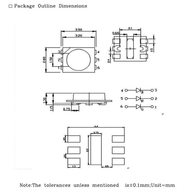 2835 SMD LED RGB anti Static 0.6W Tri Colour LED for Smart Home Lights 0