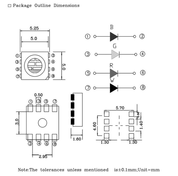 5050 RGBW RGB SMD LED Diode 5054 20mA For Multi Color LED Strip 0