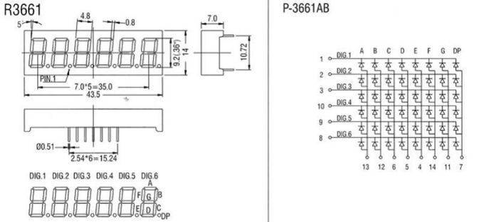 Electronics 7 Segment Display White 0.36 Inch 6 Digits Durable 1