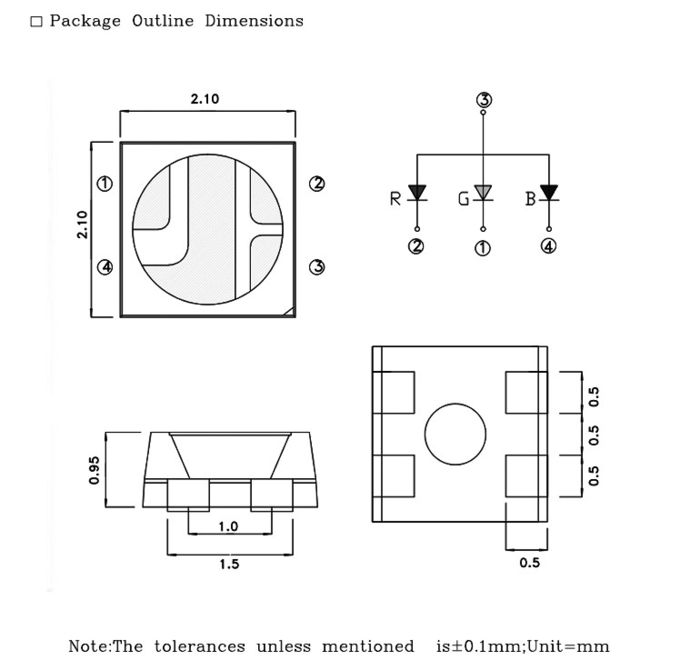 2121 RGB LED Chip for P5 P6 Indoor Outdoor Display Panel with 2020 SMD Multi Color LED 0