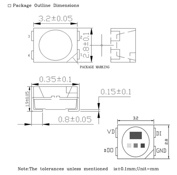 IC driving 3528 SMD RGB LED 4 Pin Super Bright PLCC4 SMD Multicolor LED For LED Strip 0