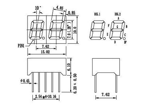 0.28 Inch 2 Digit 7 Segment LED Display Red Common Anode And Cathode 1