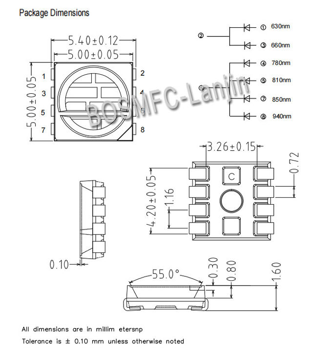 5050 IR LED Chip SMD Multi Color Combined 630nm 660nm 830nm 850nm 940nm For Medical Beauty Device Therapy 0