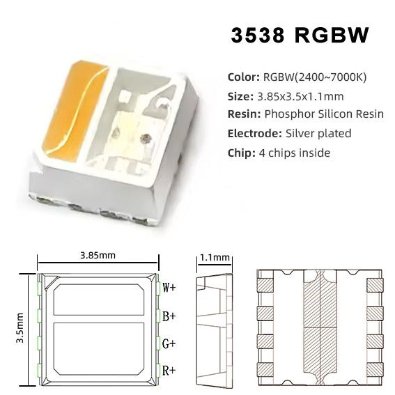 3538 RGBW LED Full Color 3535 RGB LED Chip For Flexible  Multi Color LED Strip 0