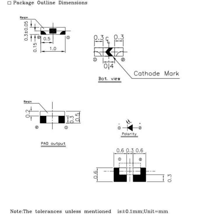 60mW 0402 Side View SMD LED Green Light 1005 size LED chip For Indicator Lights 0